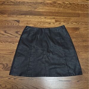 Black Pleather A-Line Skirt